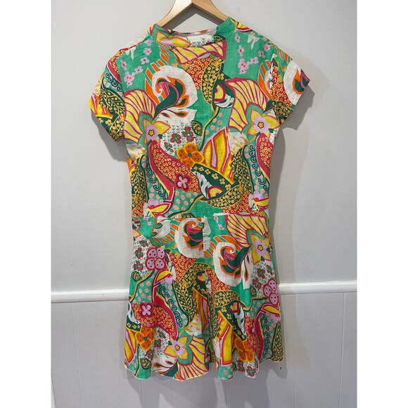 Christina Vergoni Made In‎ Italy Womens Linen Floral Printed Multi Dress Sz Med - Picture 7 of 7